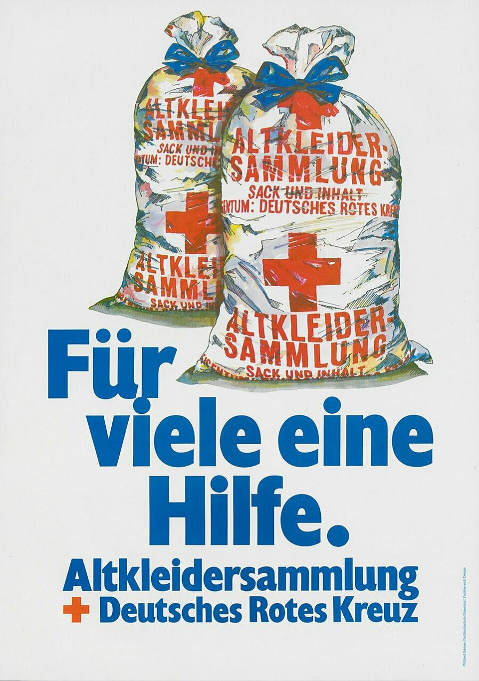 DRK-Plakat mit Altkleidersäcken und Aufschrift