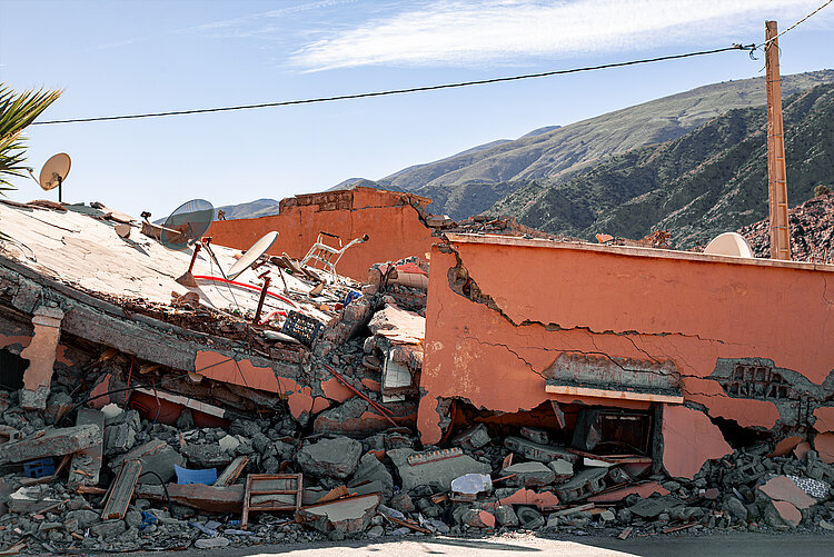 Zerstörtes Haus nach dem Erdbeben in Marrokko 