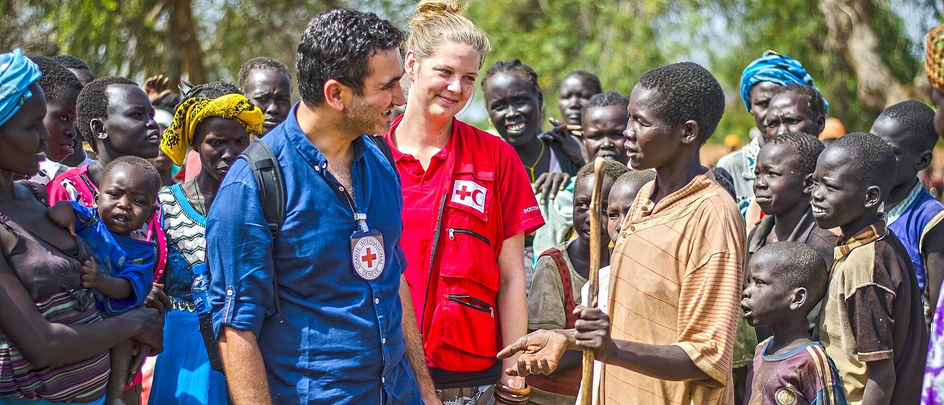 RC staff talking to community representatives in South Sudan