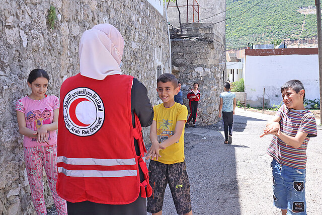 Training mit Kindern zum Händewaschen in Syrien 