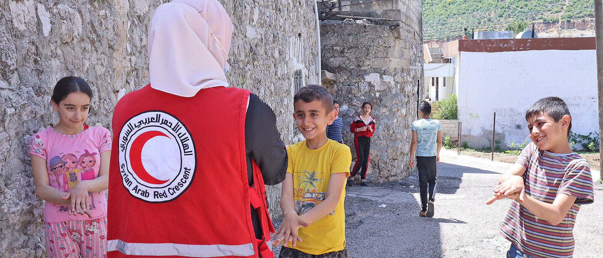 Training mit Kindern zum Händewaschen in Syrien 