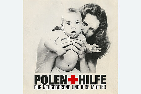 Plakat mit Mutter und Baby und Überschrift