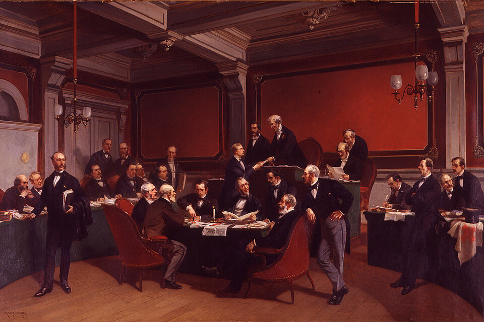 Unterzeichnung der Genfer Konvention Foto des Gemäldes von Armand Dumaresq