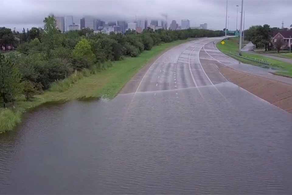 Eine überschwemmte Straße in Texas