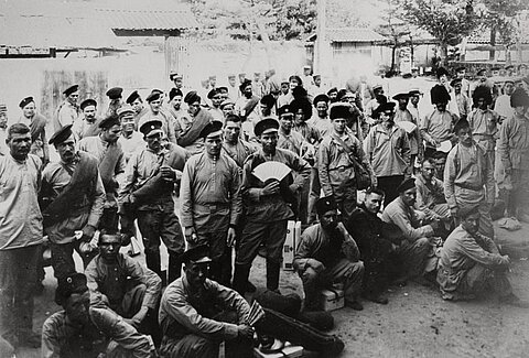 Russische Kriegsgefangene im Lager Matsuyama während des im Russisch-Japanischen Krieges 1904/05 (IKRK)