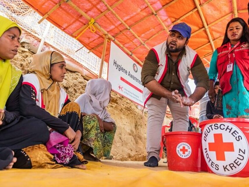 DRK unterstützt die Hygieneschulung bei Cox's Bazar in Bangladesch