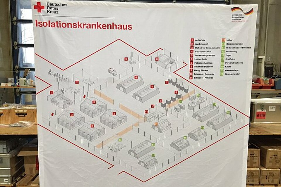 Plan des mobilen Isolationskrankenhauses