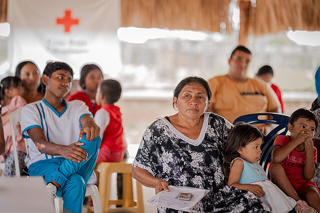 Ankunft in Beratungsstelle für Migranten des Kolumbiannischen Roten Kreuzes 