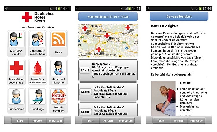 Die Rotkreuz-App macht viele wichtige Informationen sofort verfügbar (DRK)
