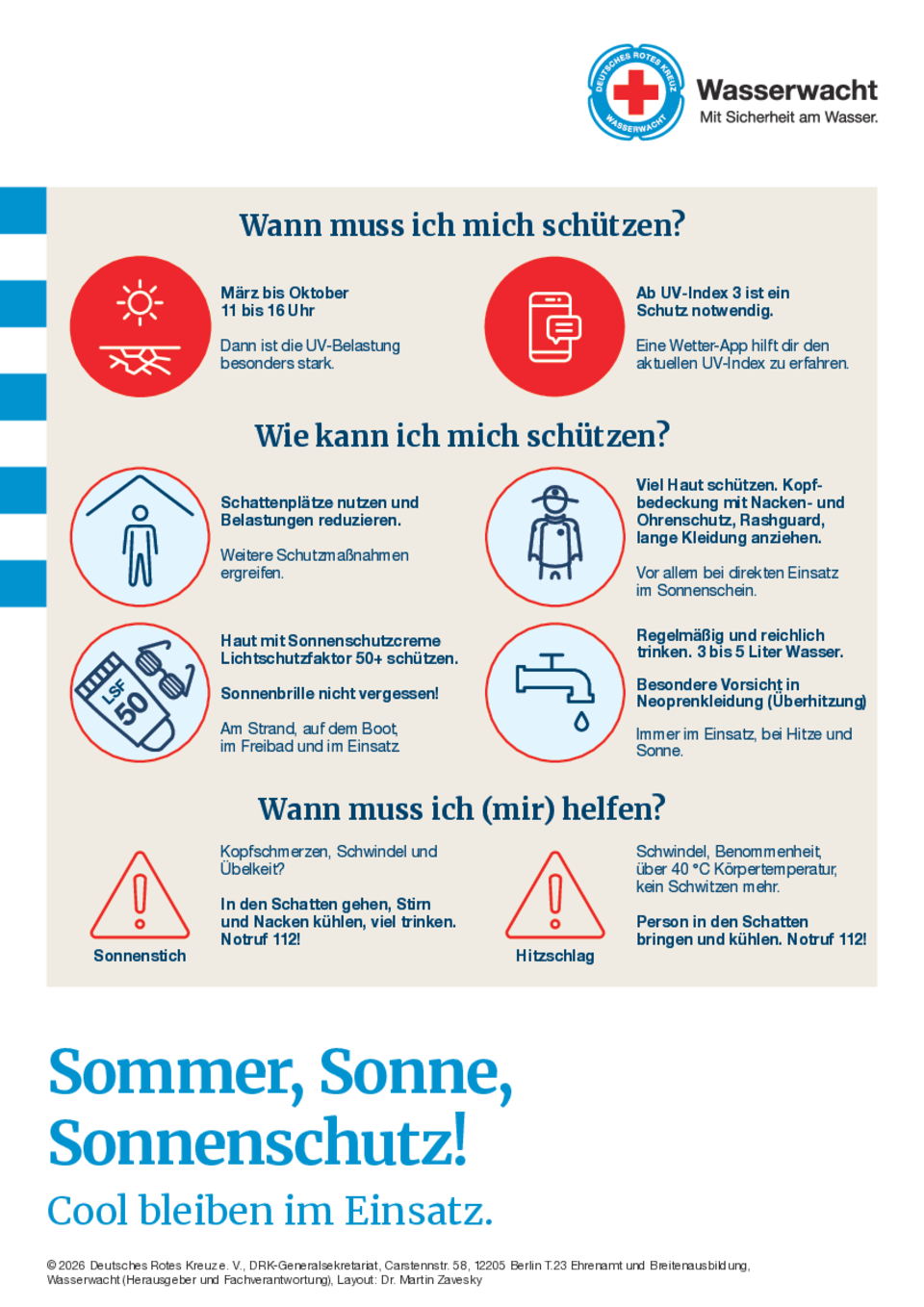 Poster mit Tipps für den Sonnenschutz im Einsatz Poster mit Tipps für den Sonnenschutz