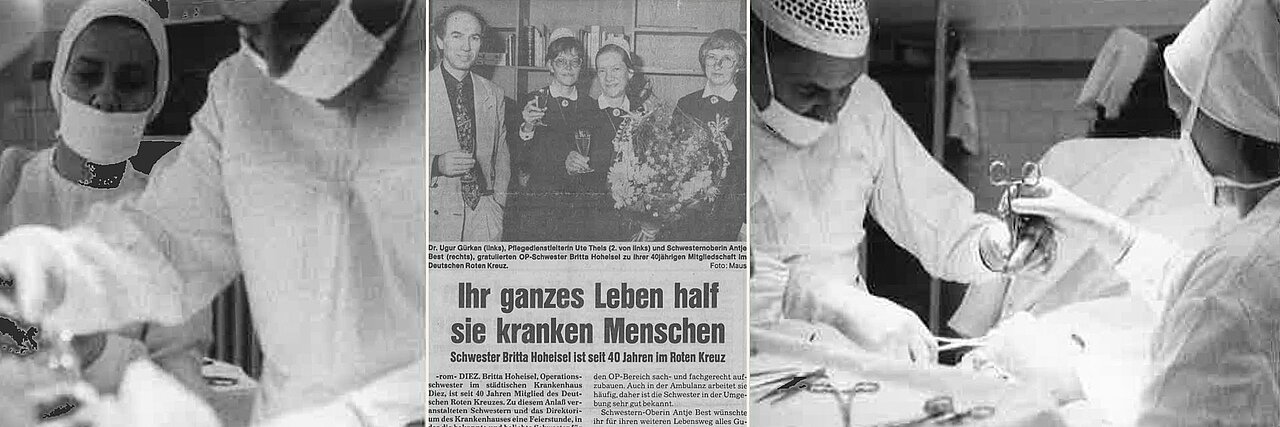 Collage aus OP-Bildern und Zeitungsartikel