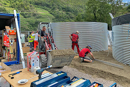 Aufbau einer Kläranlage nach Hochwasser