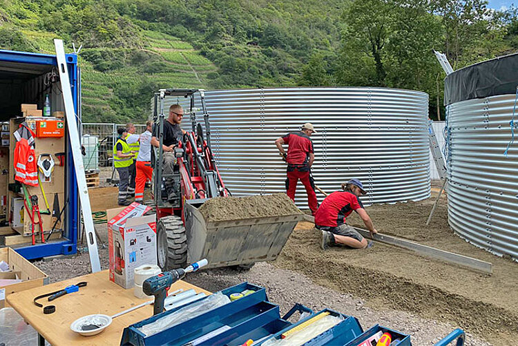 Aufbau einer Kläranlage nach Hochwasser