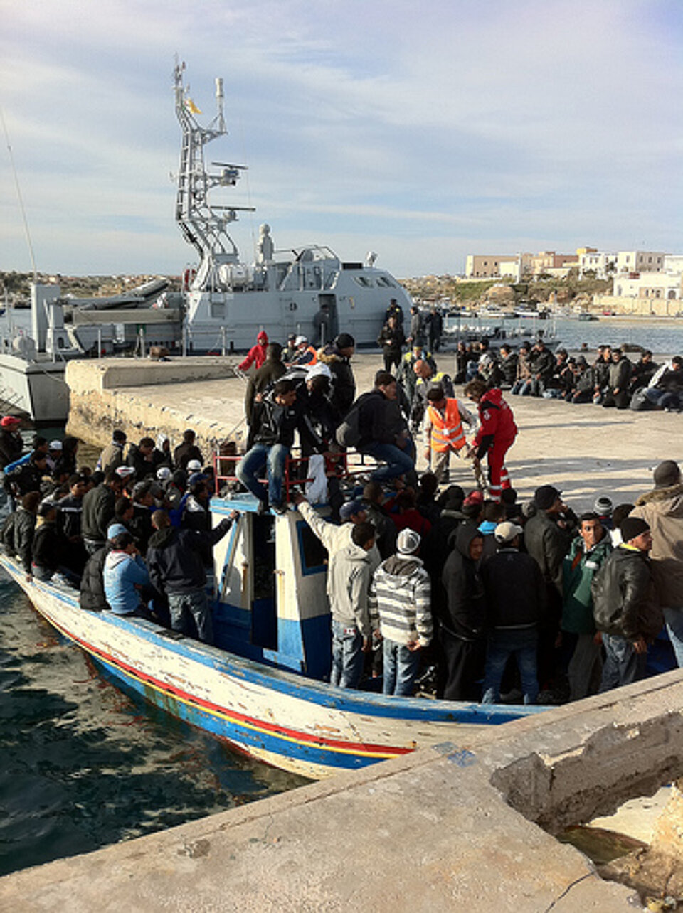 Flüchtlinge bei der Ankunft in Europa.