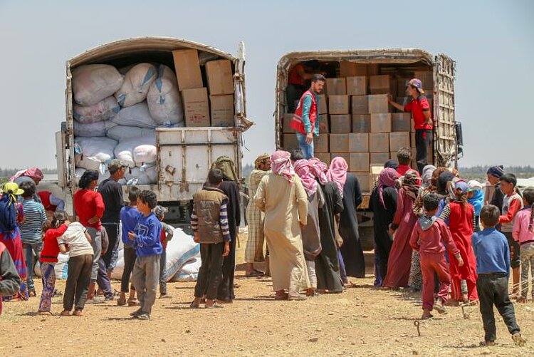 Krise durch Krieg: Verteilung von Hilfsgütern in Syrien