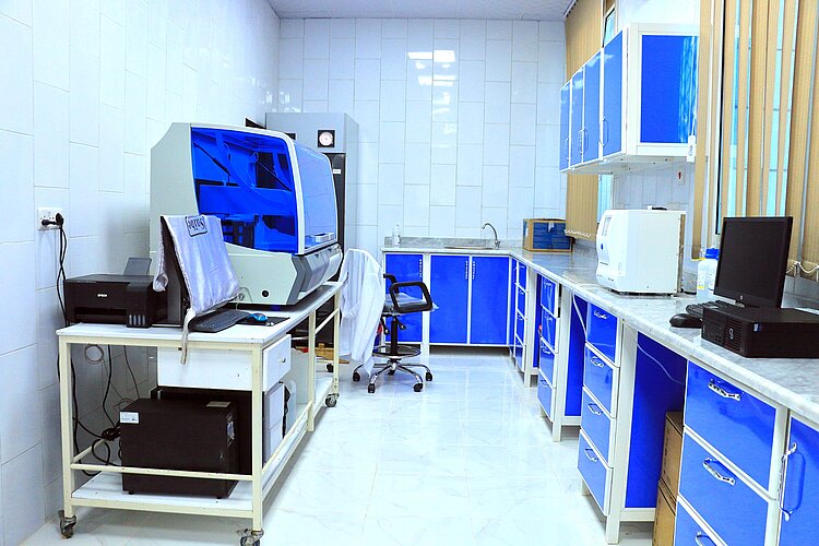 Laboratory with cupboards and equipment