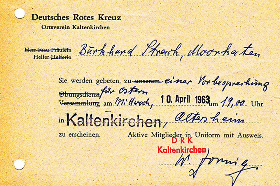 Ausgefüllte Vorlage einer Einladung des DRK