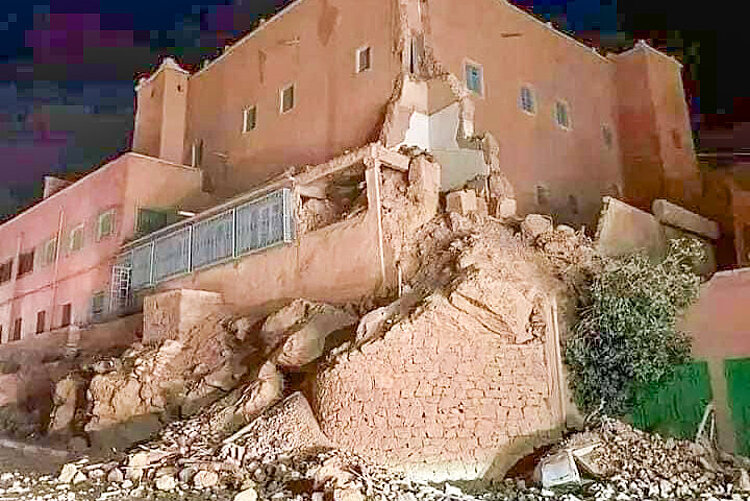 Zerstörtes Haus nach dem schweren Erdbeben in Marokko (September, 2023)