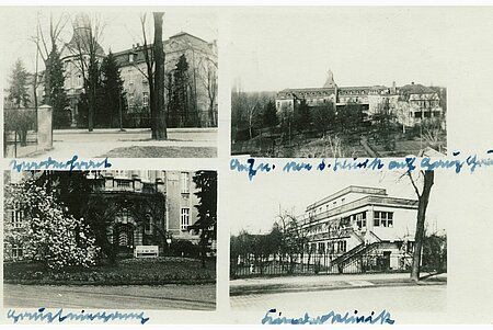 Postkarte mit Ansichten des Rittberg-Krankenhauses 1938