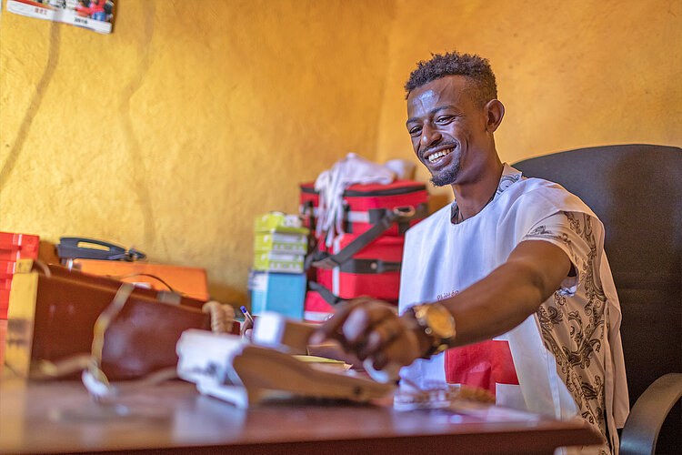 Mitarbeiter des Äthiopischen Roten Kreuzes im Bereitschaftsdienst 