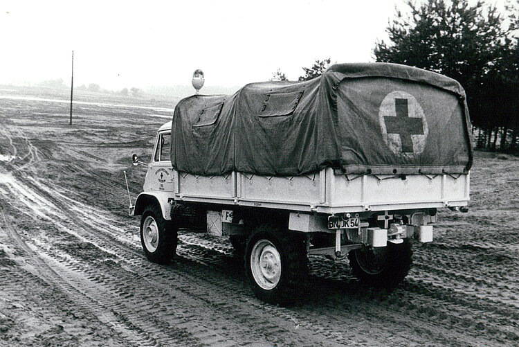 Lastwagen Einsatzstaffel bei Übung