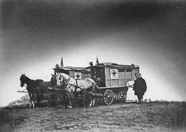 Zwei serbische Ambulanzwagen in den Serbisch-Osmanischen Kriegen von 1876-78 (IKRK)