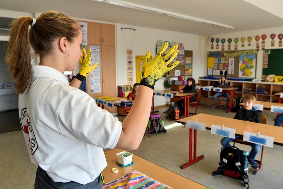 Hygieneunterweisung an einer Schulen