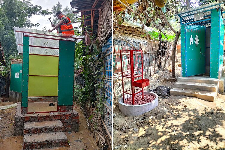 Collage überdachter Latrinen