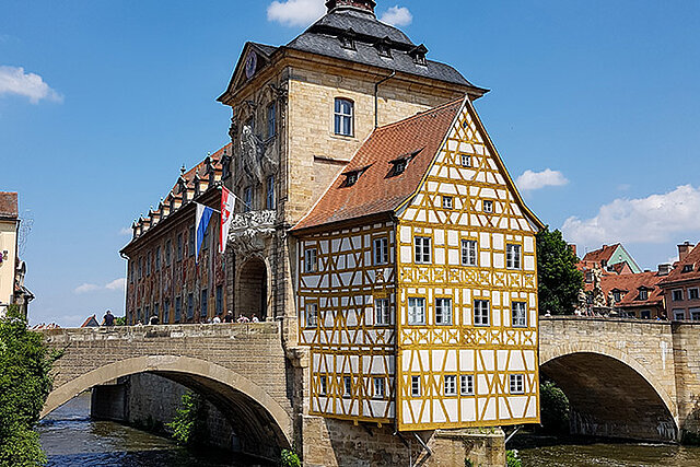 Ansicht des alten Rathauses in Bamberg