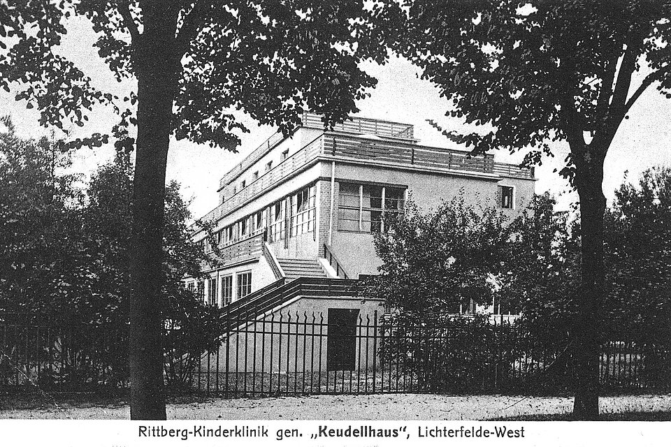 Postkarte des Rittberg-Krankenhauses 1930er Jahre