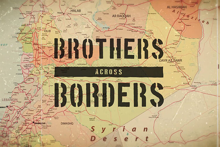 Landkkarte mit Schriftzug "Brothers Across Borders"
