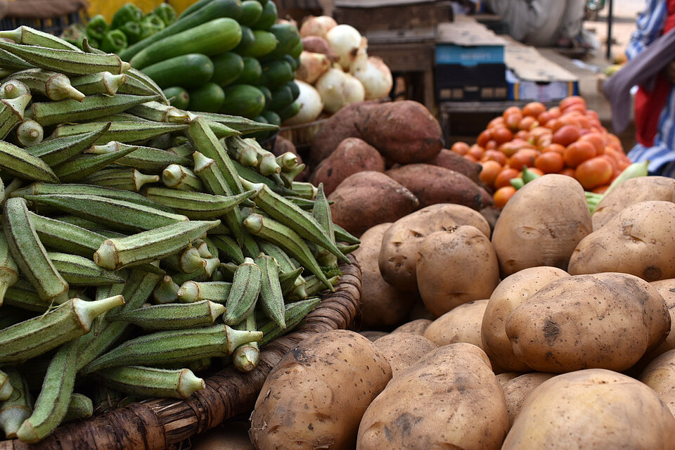 Gemüse auf einem Markt im Sudan