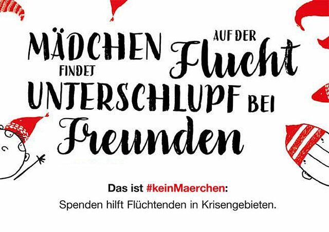 Grafik mit Schriftzug und Weihnachtselfen