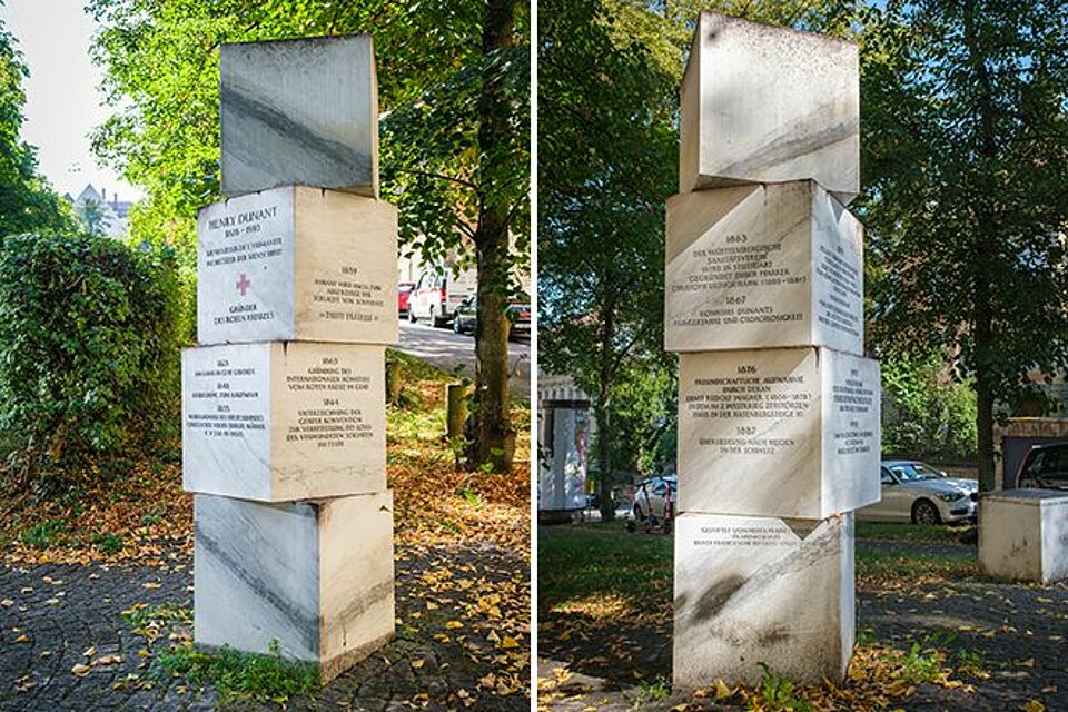 Stele in Stuttgart für Rotkreuzgründer Henry Dunant