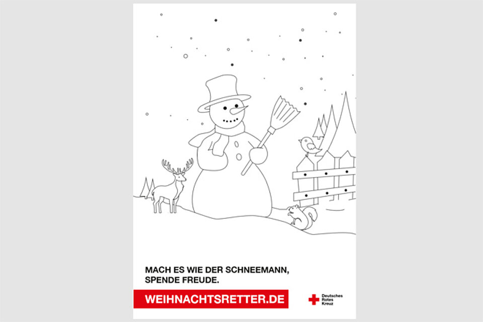 Grafik: Malvorlage zur DRK-Weihnachtsretter-Aktion