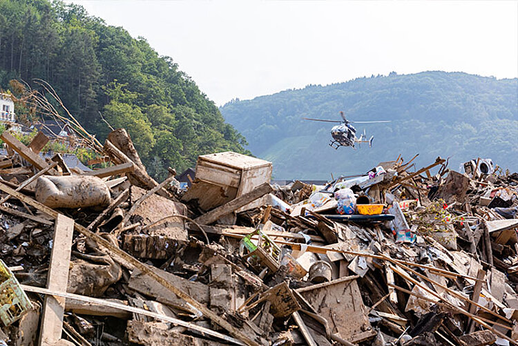 Katastrophengebiet nach dem Hochwasser 