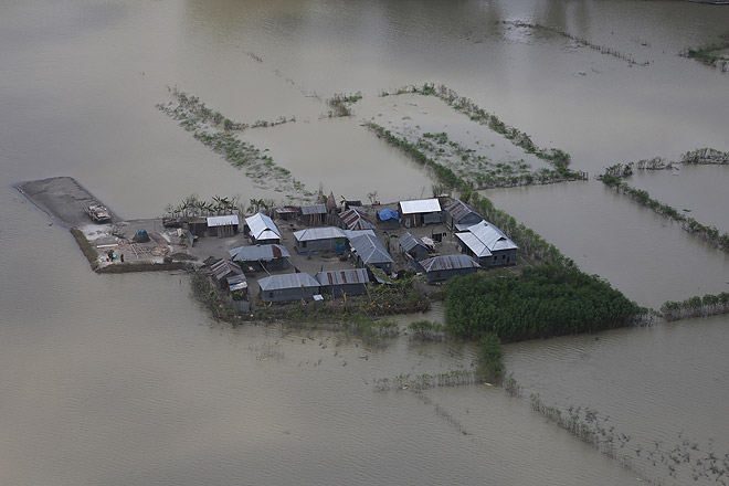 Ein überflutetes Dorf