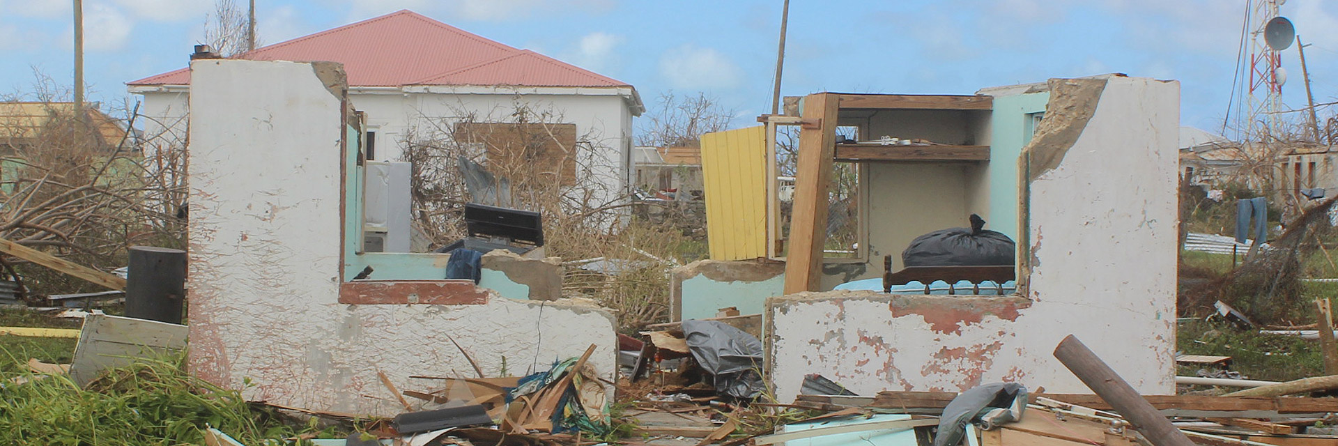 Ein zerstörtes Haus auf Antigua & Barbuda