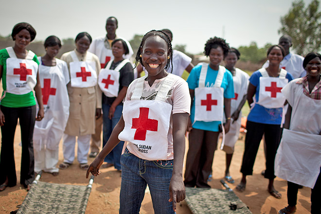 South Sudanese women during a first aid exercise