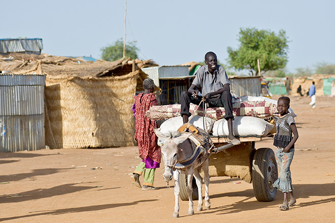South Sudan: Family with a carriage
