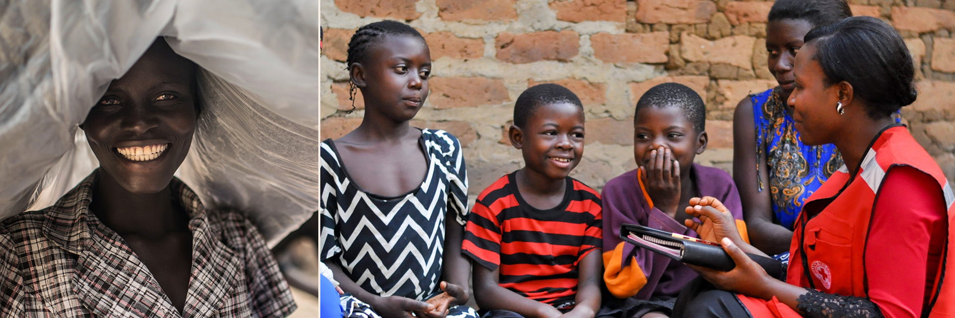 Frauen und Kinder aus Uganda und eine DRKlerin