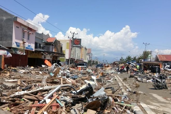 Zerstörte Häuser auf Sulawesi