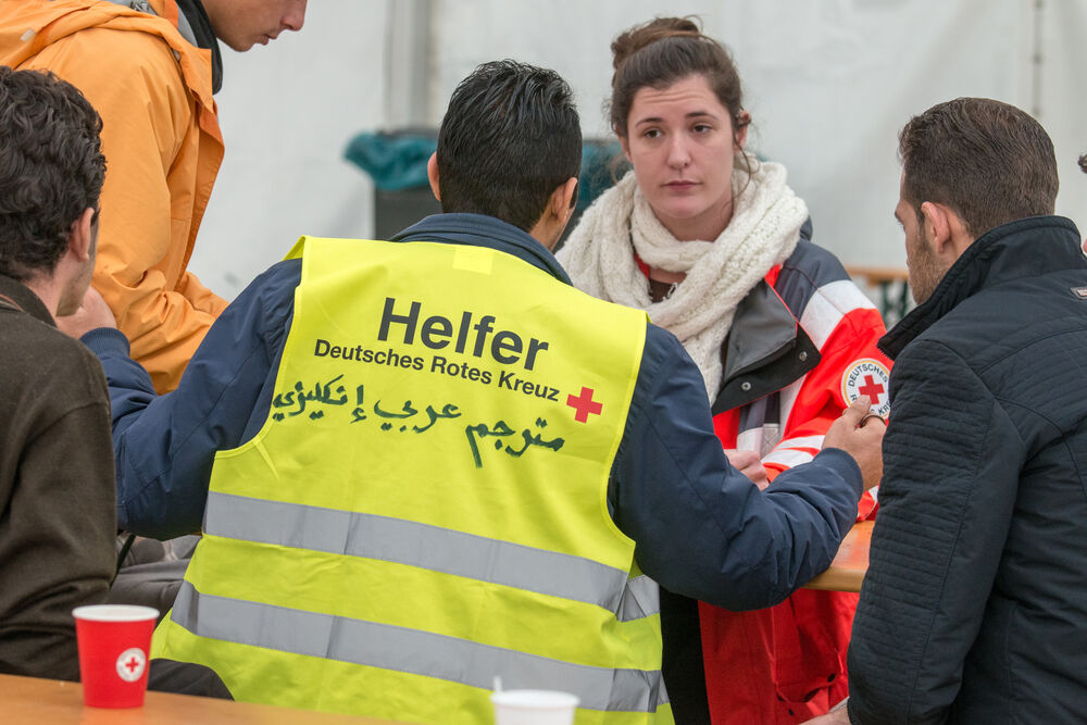 Warteraum für Asylsuchende in Feldkirchen / Bayern im November 2015