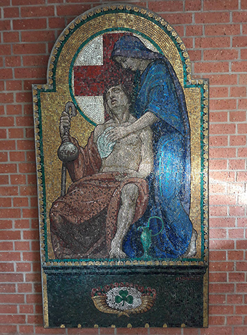 Mosaik mit Rotkreuzmotiv