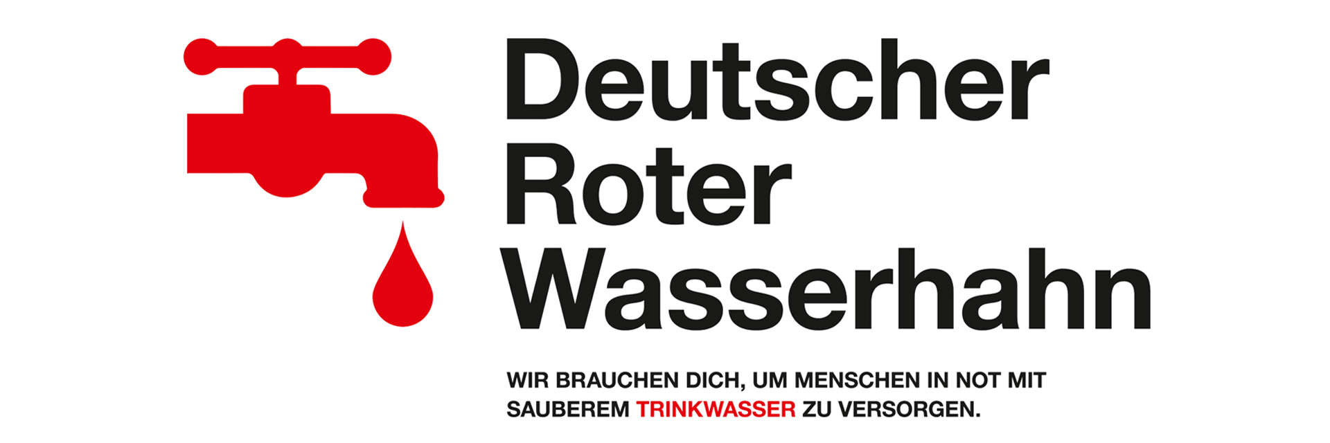 Grafik: DRK-Kampagnenmotiv "Deutscher Roter Wasserhahn" mit Wasserhahn-Piktogramm