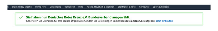 Bestätigung Auswahl gemeinnütziger Organisation Bestätigung Auswahl gemeinnütziger Organisation