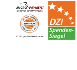 Ihre Spende ist Sicher! DZI Spendensiegel, PCI Zertifikat