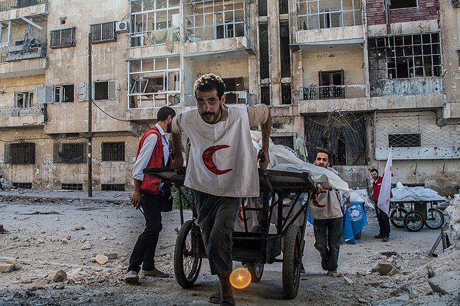 Lage in Aleppo wird verzweifelter Menschen auf der Flucht in Aleppo