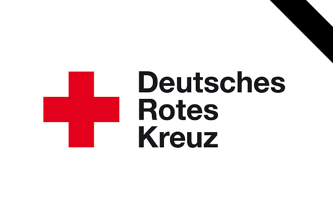 Deutsches Rotes Kreuz trauert um getöteten Mitarbeiter im Saarland Logo des DRK mit Trauerflor