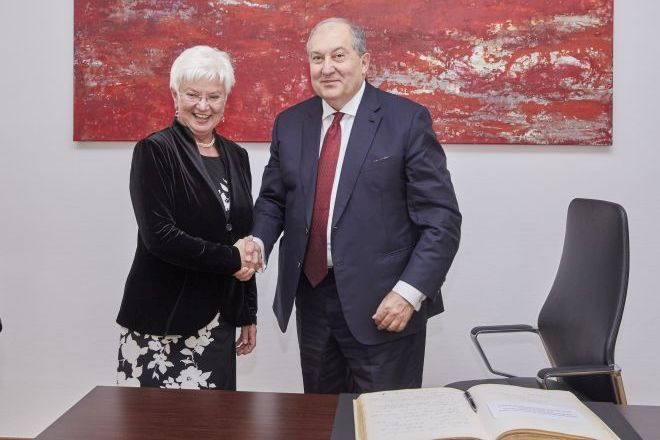Amen Sarkissian DRK-Präsidentin Hasselfeldt mit dem armenischen Präsidenten Amen Sarkissian